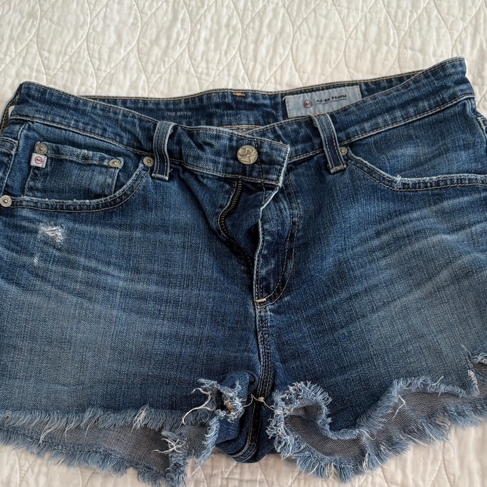 AG Blue Denim Distressed Shorts